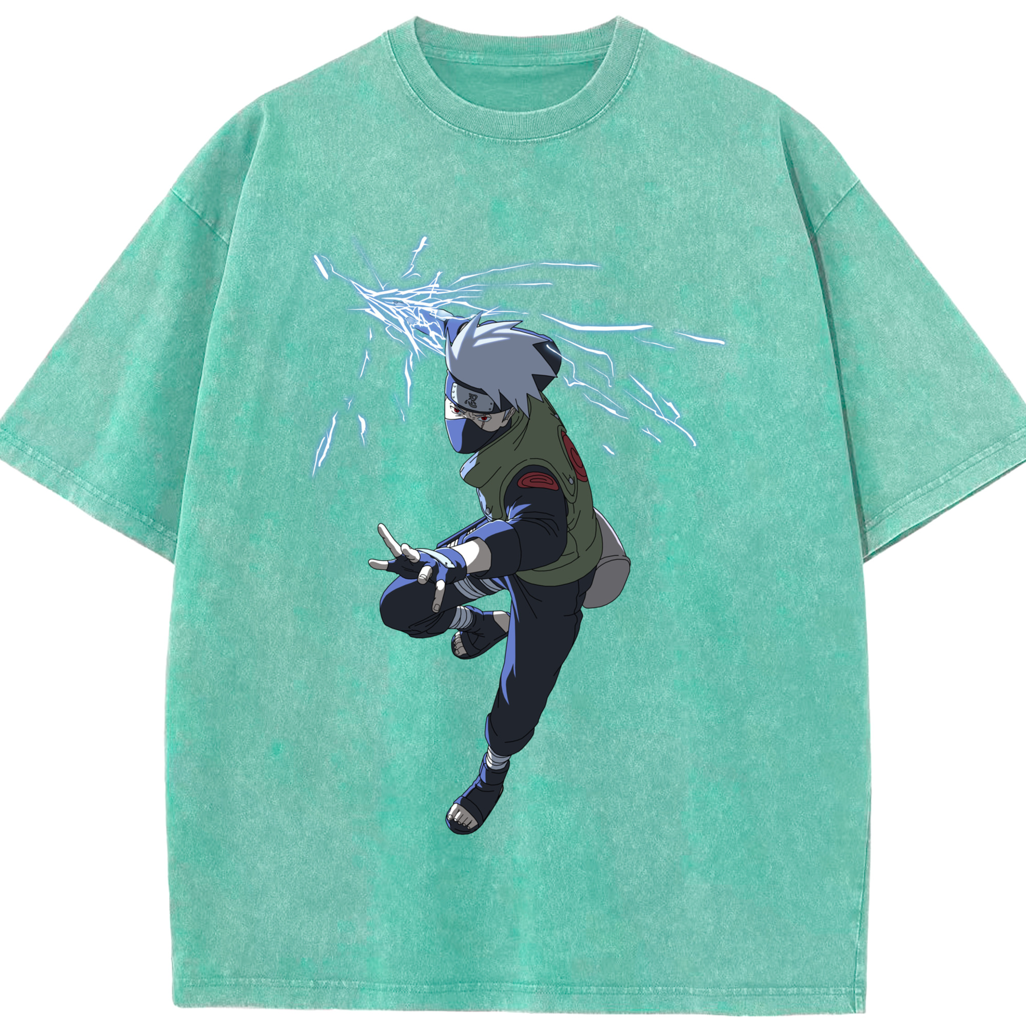 （画像用） NARUTO -ナルト- はたけ カカシ Hatake Kakashi 綿100% ヴィンテージ風 半袖Tシャツ（フロントプリント）